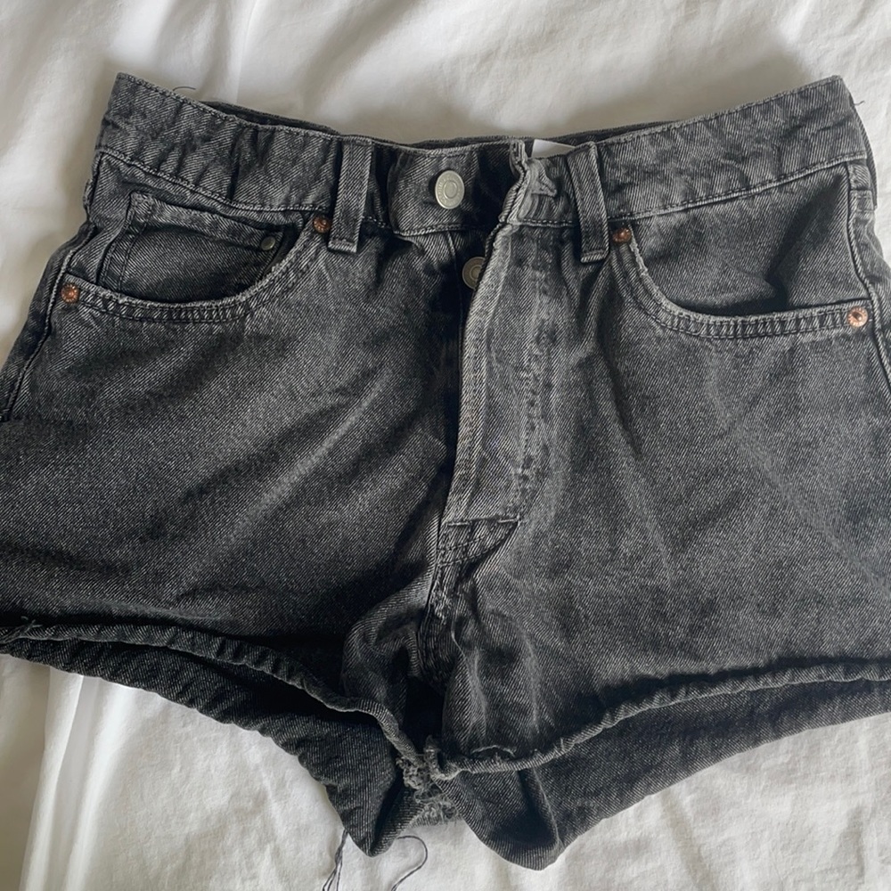 H&M Faded Black Denim Shorts